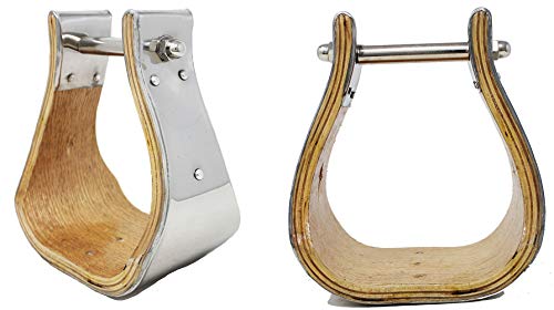 PRORIDER Horse Saddle Western SS Covered Wooden Bell Stirrups 4″ Tread 51122