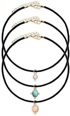 Turquoise Choker Necklace Set Eye Bead Charm Pendant Leather Fashion