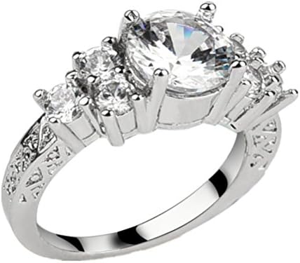 Rings Womens Girls Gift AfterSo Fashion Classic Eight Heart Eight Arrows Zircon Engagement Ring (7, Silver)