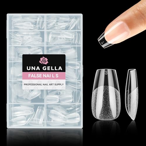 UNA GELLA Ballerina Short False Nails, 312 Pieces 12 Sizes, Tips Nails Coffin Short Semi Matte Full Cover, Tips Press On Nails for DIY Acrylic Extension