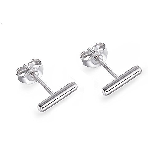 Nuwastone Minimalist 925 Sterling Silver Stud Earrings Bar Earrings Line Earrings Simplify Stick Earrings Thick