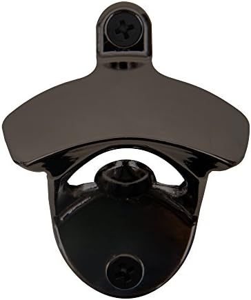Wall Mounted Black Nickel Gun Metal Finish Beer and Soda Bottle Opener, Free Mounting Hardware Included, Quick Installation, Easy to Surface Mount