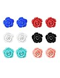 Mudder 6 Pairs Handcrafted Resin Rose Earring Studs