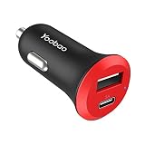 Yoobao USB C Car Charger Plug USBC Car Charger Dual Port 5V / 3A Compatible iPhone X/8 Plus/8, Google Pixel, Oneplus 5T/5/3, Nexus 5X/6P, Samsung Galaxy, LG V30/V20