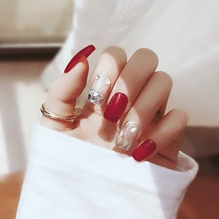 Amazon 波 水の波紋 人気のスタイル 手作りネイルチップ 3dネイルチップ 高品質 ジェルネイル 結婚式 二次会 宴会 マニキュア Mallnoo アクリルスカルプチュア 通販