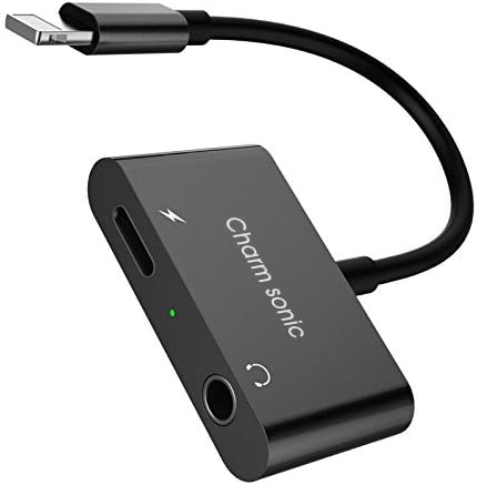 Charm sonic iPhone 7 Lightning to 3.5mm Headphone Adapter,Charge Adapter, Earphone Adapter 2 in 1 with Lightning Charging Port for iPhone 7, iPhone 7 Plus.(Black)-NOT Suitable With IOS 10.3
