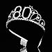 FRCOLOR Happy Birthday 80th Crystal Rhinestone Tiara Crown
