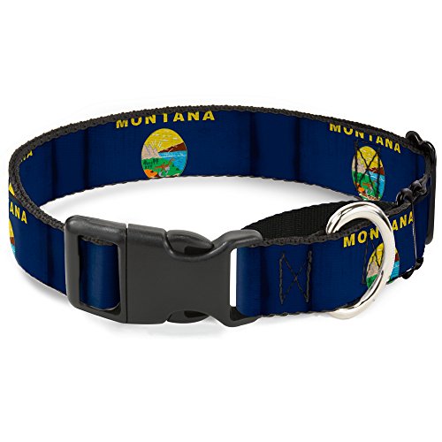 Buckle-Down Montana Flags Martingale Dog Collar, 1.5" Wide-Fits 18-32" Neck-Lar…