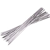 Dealglad 50pcs Camping Picnic Flat Stainless Steel Barbeque BBQ Skewers Grill Shish Kebab Kabob Meat Sticks Needle (38cm / 15