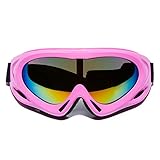 MIGAGA UV Protection Ski Goggles Adjustable Portable Motorcycle Bicycle Goggles Dustproof Scratch-Resistant CS Army Tactical Military Goggles Windproof Snowmobile Eyewear Outdoor Riding Glasses (Pink)
