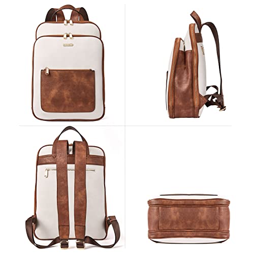 Telena Leather Laptop Backpack Women 15.6 inch Laptop Backpack Business