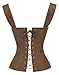 Charmian Women's Renaissance Lace Up Vintage Boned Bustier Corset with Garters Brown XX-Large