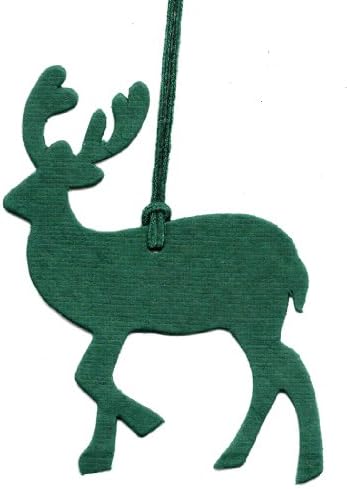Green Gift Tags (10 Tags) Die Cut Reindeer
