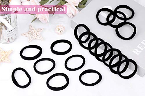 image for Anezus 50 Pcs Thick Black Hair Ties Large Elastics Bulk Hair Ties Stre