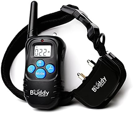 Buddy Trainer Rechargeable &amp; Waterproof Dog Training Collar with Remote | Safe Variable Vibration and Shock, Beep Warnings, Flashing Lights | Adjustable Length, LCD Display