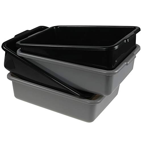 Kekow 4-Pack Commercial Tote Box, Small Plastic Bus Box/Wash Basin, 12.13" x 8.5" x 3.46"
