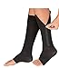 Zipper Compression Socks 2 Pair Zip Guard Skin Protection & Open Toe Compression Medical Zip Socks15-20mmHg Zipper Leg Support Unisex (Light Black, XXL)
