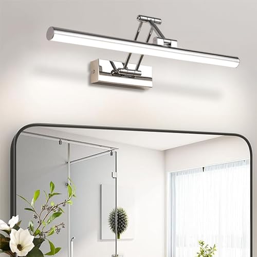 YHTlaeh LED Mirror Lamp 10 W 720 Lumen Bathroom Mirror Neutral White 4000 K Bathroom Lamp IP44 Waterproof No Flicker 230 V (Chrome, 40 cm)