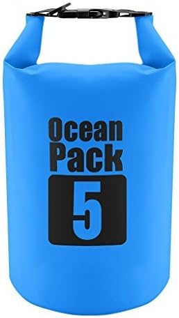 ZERRO Outdoor Backpack Waterproof Roll-Top Dry Bag Pouch Dry Sack for Rafting Boating Kayaking Fishing Water Sports (Blue, 5L)