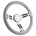 350mm Chrome Marine Boat Steering Wheel with White Grip and Horn Cover Plate