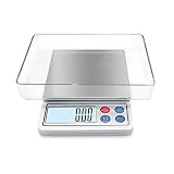 Digital Gram Scale Toprime Mini Size Food Scale 600g x 0.01g, High Precision Pocket Scale with LCD display and 1 Tray, Stainless Steel, PCS, Convert Unit - White