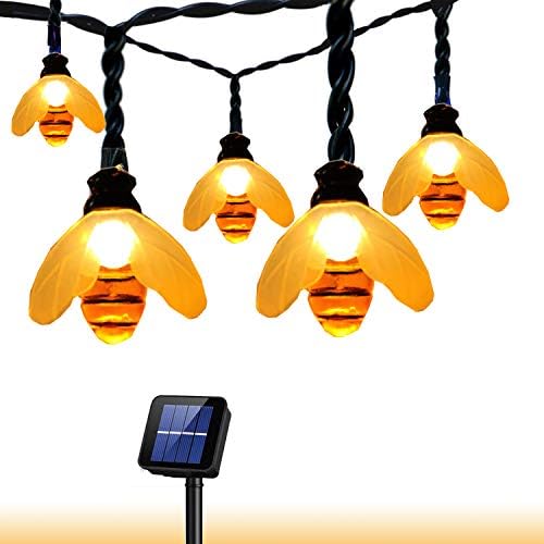 Outdoor Solar String Light Two-Way Charging (Solar & USB Charge)40LED Fairy String Lights Bee Decorative Lighting for Indoor Garden Home Patio Lawn Party Holiday Ooutdoor Decor(26FT) (Warm White bee)
