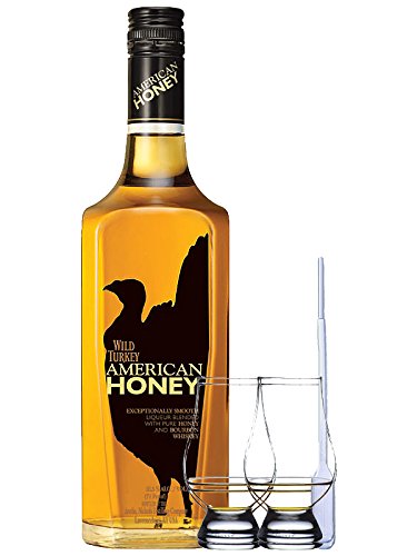 Wild Turkey American Honey Likör 0,7 Liter + 2 Glencairn Gläser + Einwegpipette 1 Stück