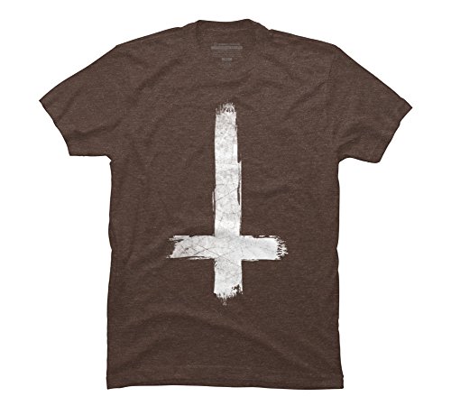Design By Humans Inverted Cross - Painted Grunge Men's 2X-Large Mocha Heather Graphic T Shirt