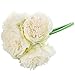 Silk Peony Bouquet 5 Heads Milk White SOLEDI Artificial Fake Flower Bunch Bouquet Bridal Bouquet Wedding Living Room Table Home Garden Decoration