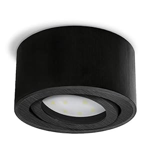 SSC-LUXon CELI-1B LED opbouwspot zwart zwenkbaar – plat, rond & geborsteld – opbouwspot incl. LED 5W neutraal wit 230V
