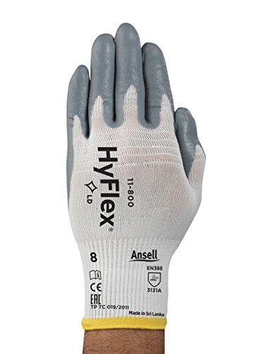 image for Ansell HyFlex 11-800 Nylon Glove, Gray Foam Nitrile Coating, Knit Wris
