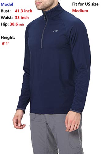 Trailside Supply Co. Men's Long-Sleeve Henley Shirt Hiking Shirt with Zipper Navy Size Large