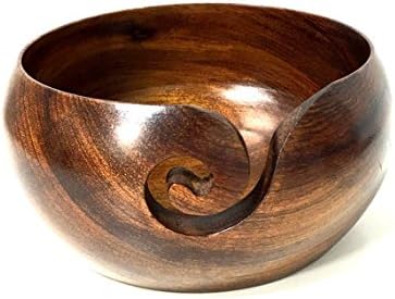 TrueCart Yarn Bowl - Wooden, Handmade, Portable Yarn Holder - 6" x 3" - Sturdy, Beautiful and Unbreakable