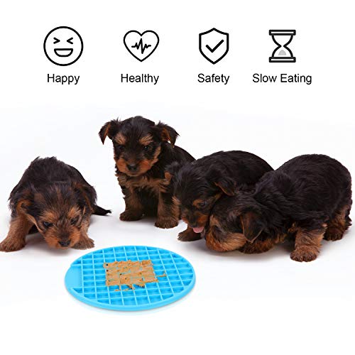 WERFORU Buddy Treat Mat, Dog Lick Pad With Suction, Slow Feeder Lick Mat, Promote Health/Fun Feeder Licking Mat For Pet Training and Grooming 2 Pack (Blue & Green)