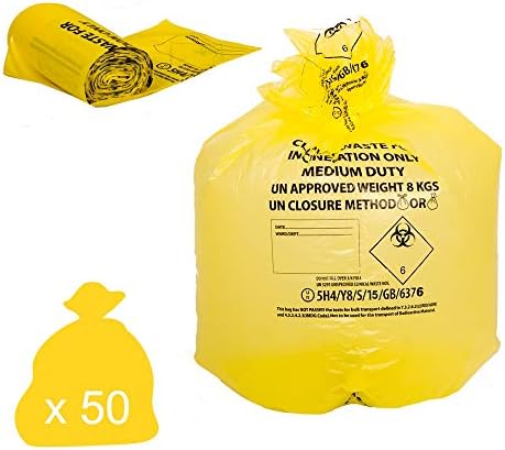 Yellow Clinical Waste Bags - Medium Duty, 90L, 8kgs (Roll of 50)