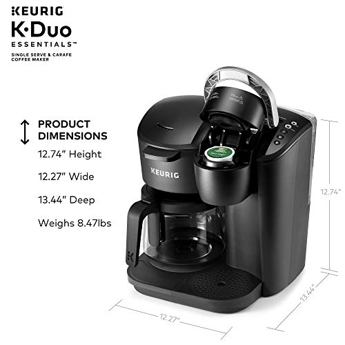 Keurig K-Duo Essentials Coffee Maker, with Single Serve K-Cup Pod and 12 Cup Carafe Brewer, Black