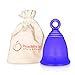 Peachlife Silicone Ring Menstrual Cup with Loop Pull Stem Handle - Reusable for 10 Years - Medium Size, Extra Firm Peachcup