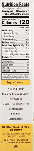 SIMPLE MILLS ALMOND FLOUR BAKING MIX, VANILLA CUPCAKE & CAKE MIX – GLUTEN FREE, PLANT BASED, PALEO FRIENDLY, 11.5 OUNCE (PACK OF 1)