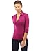 PattyBoutik Women V Neck Long Sleeve Polo Shirt (Rose Small)