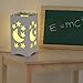 Pandawill Table Light White Art Light with Moon and Star Shaped Carving, Desk Lamp Night Light for Bedroom, Dorm, Living Room