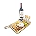 Premium Wood Cheese Board & Cutlery Knife Set with Tempered Glass Cutting Board and 4 pcs Stainless Steel Knives and Ceramic Bowl and 4 Mini Forks