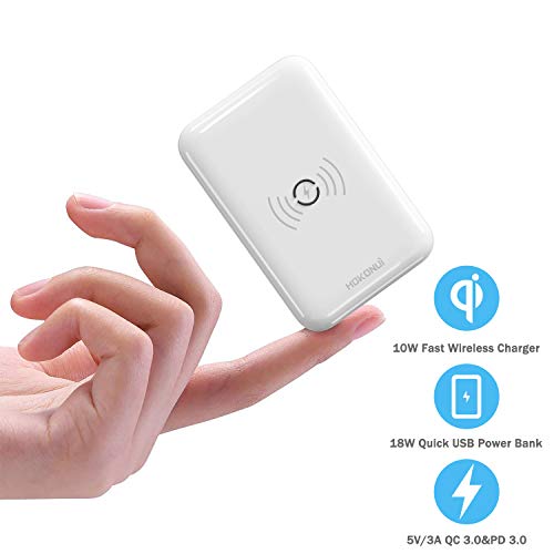 Wireless Portable Chargers 10000mAh, Hokonui Fast Wireless Charger Smallest  Portable Charger with High-Speed
