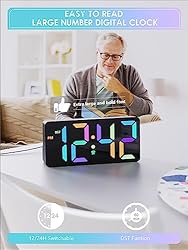 Dynamic RGB Digital Clock- 7"Alarm Clock For