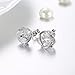 Love Knot Stud Earrings for Women Girls Cubic Zirconia Post Earrings Plated 14k White Gold, with BuycitKy PU Jewelry Pouch