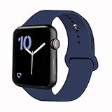 VATI Sport Band Compatible for Apple Watch Band 42mm 44mm, Soft Silicone Sport Strap Replacement Bands Compatible with 2019 Apple Watch Series 5, iWatch 4/3/2/1, 42MM 44MM S/M (Midnight Blue)