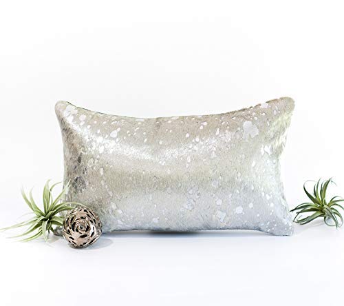 Amazon Com Silver Cowhide Lumbar Pillow Gray Hair On Luxury