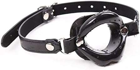 Lavillede Black - pin buckle leather couples fun blowjob leather lips O type fun opener