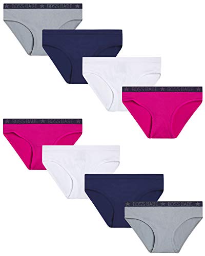 Sweet & Sassy Girls' Underwear – 8 Pack Seamless Bikini Briefs (Size: 8-14)