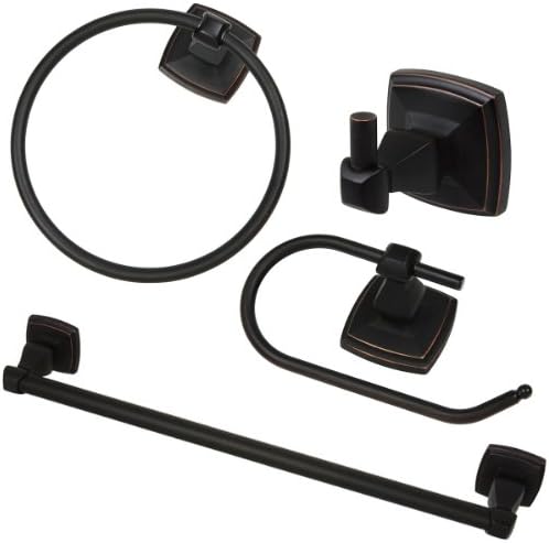 Classic Hardware 4 Piece Bath Accessory Set w/ 24" Towel Bar, Oil Rubbed Bronze
