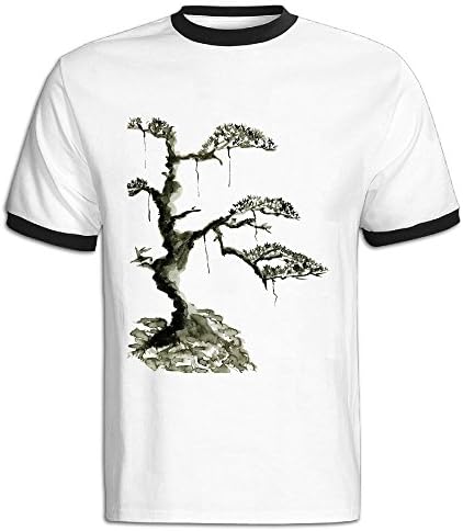 ContrastÂ color Fitted Shirts Pine Chinese Style T-shirt For Men'